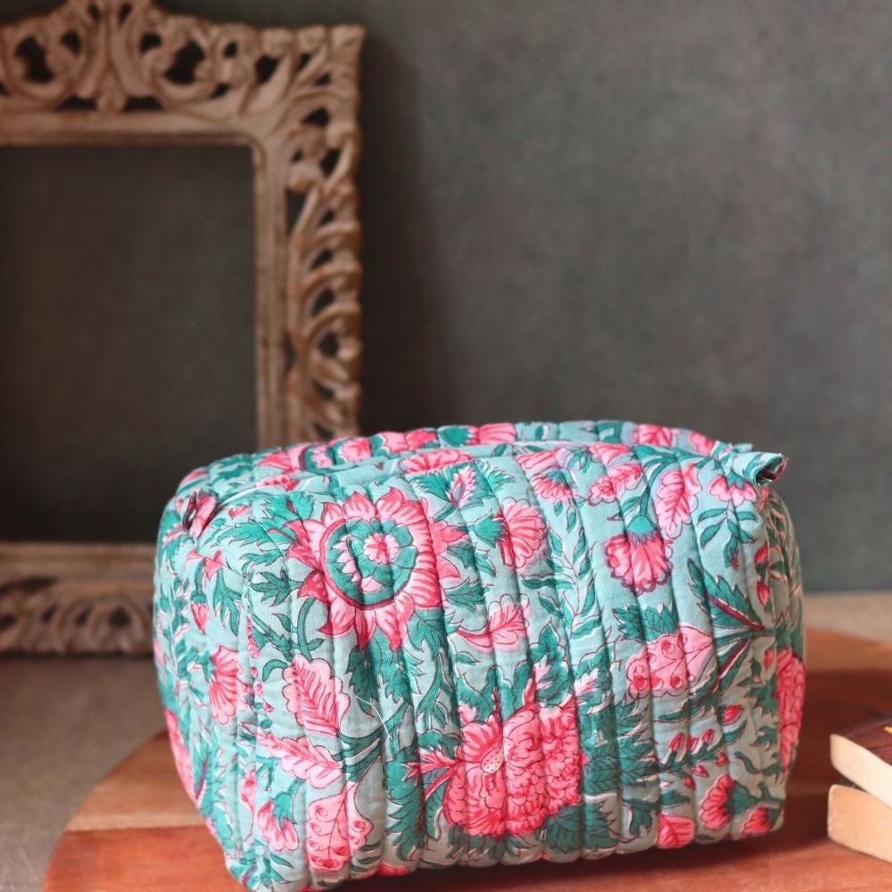 Handmade floral mist toiletry bag