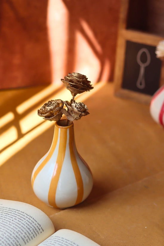 handmade Striped Vase - Yellow