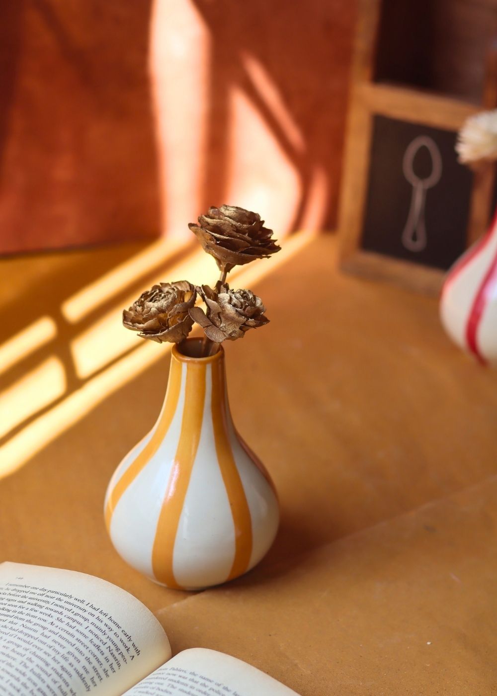 handmade Striped Vase - Yellow