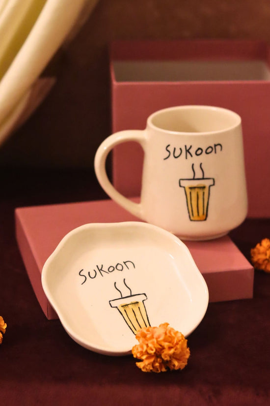 Sukoon Mug & Handmade Dessert Plate in a Gift Box