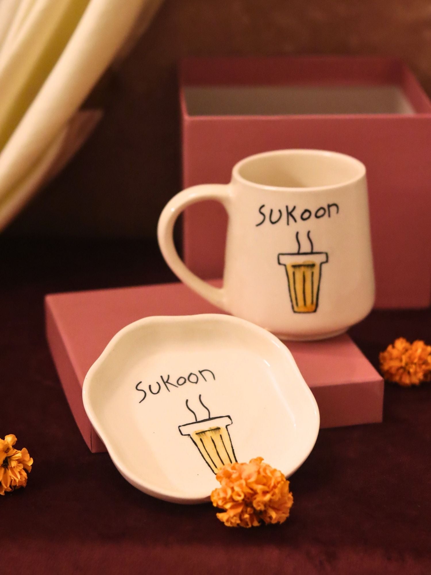 Sukoon Mug & Handmade Dessert Plate in a Gift Box
