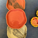 set of three dessert plates handmade in india 