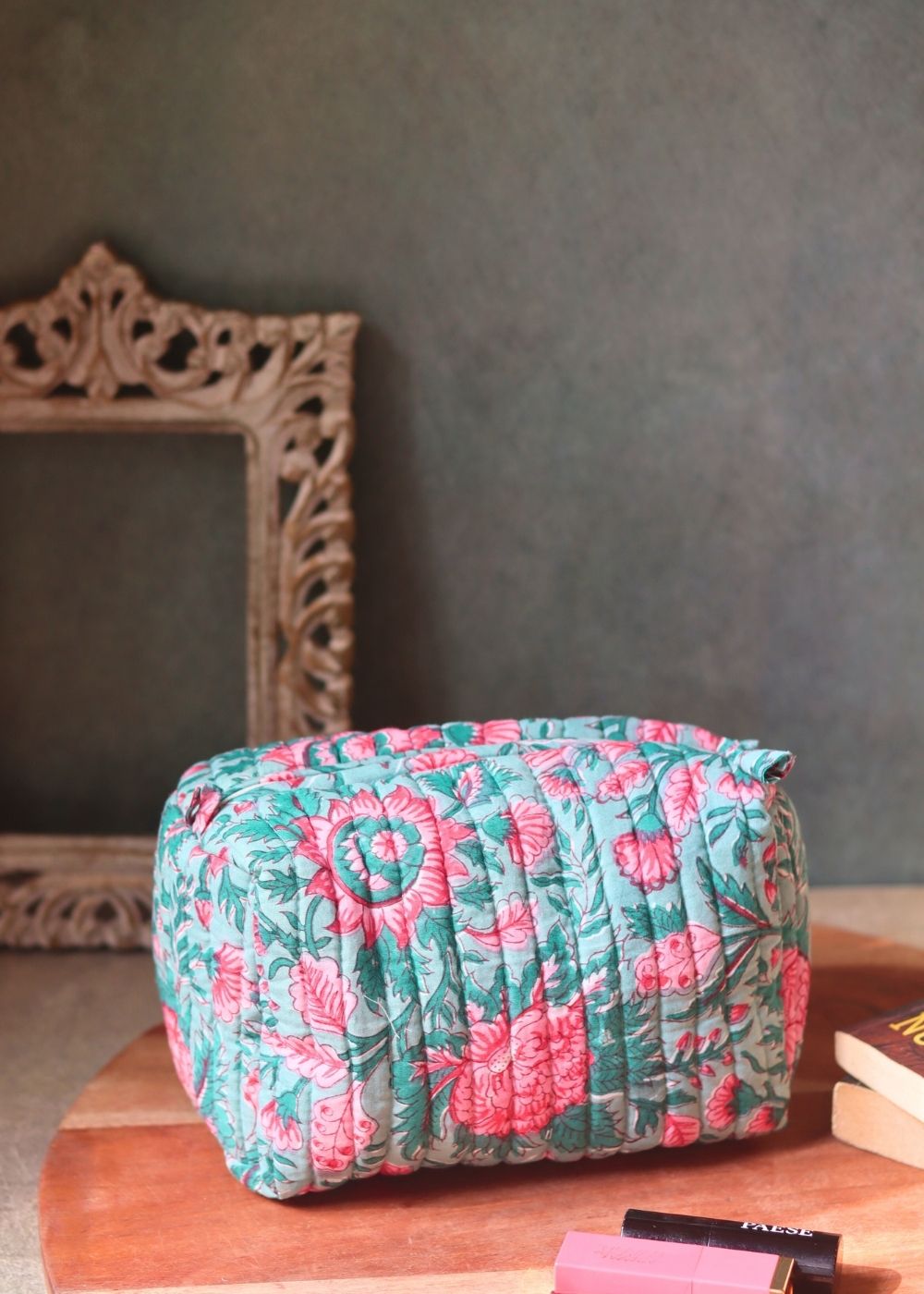 floral mist toiletry bag handmade in india 