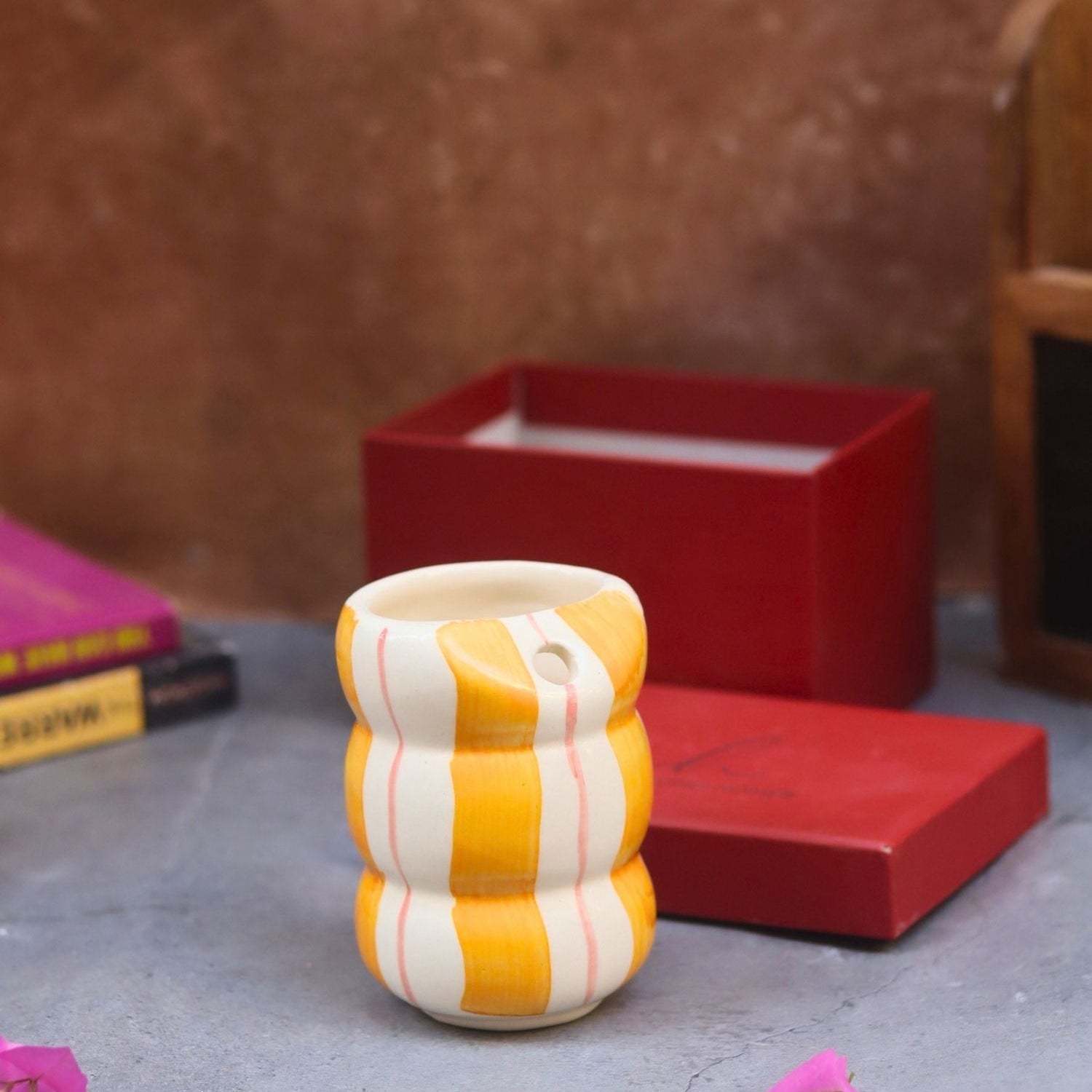 handmade Yellow Striped Sipper in a Gift Box