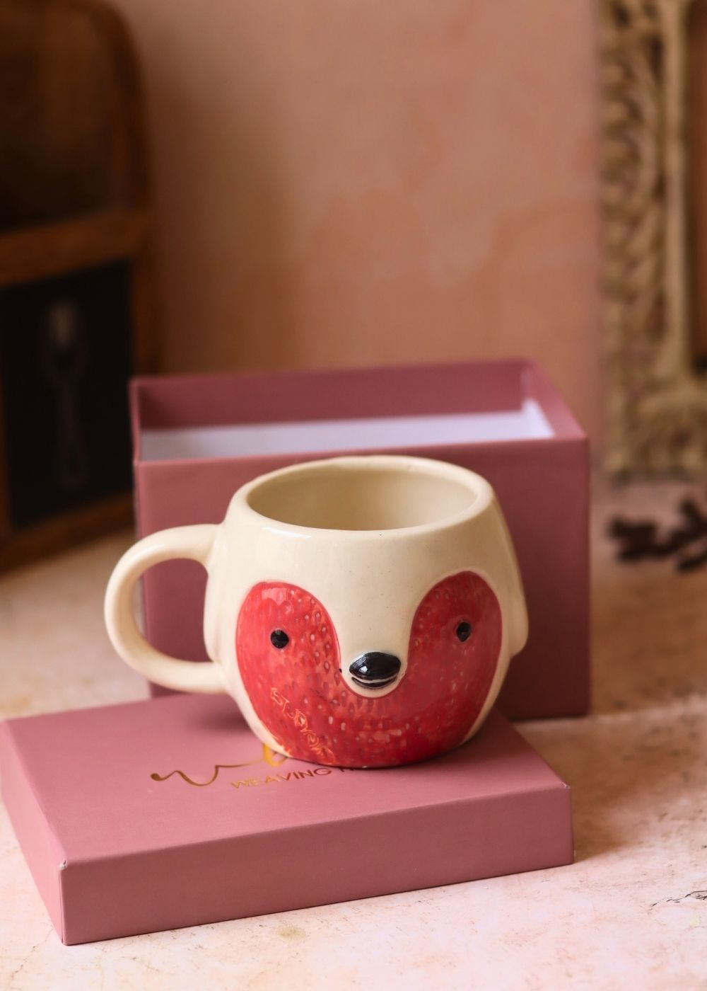 Owl Mug in a Gift Box handmade in India