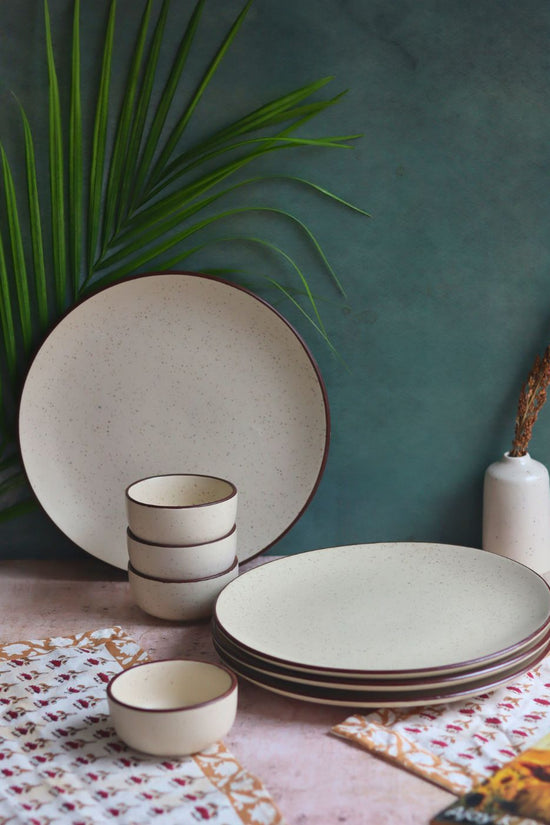 Set of 8 - Ivory Bliss Dinner set made by ceramic