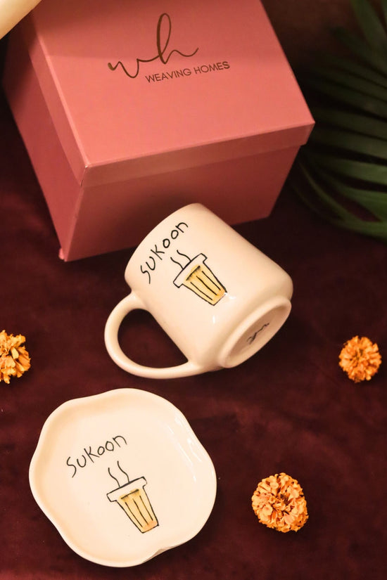 Sukoon Mug & Handmade Dessert Plate in a Gift Box