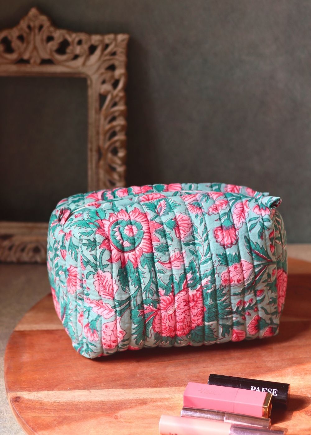 floral mist toiletry bag made by cotton