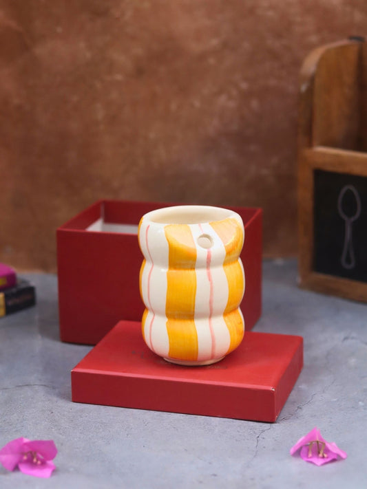 Yellow Striped Sipper in a Gift Box made by ceramic