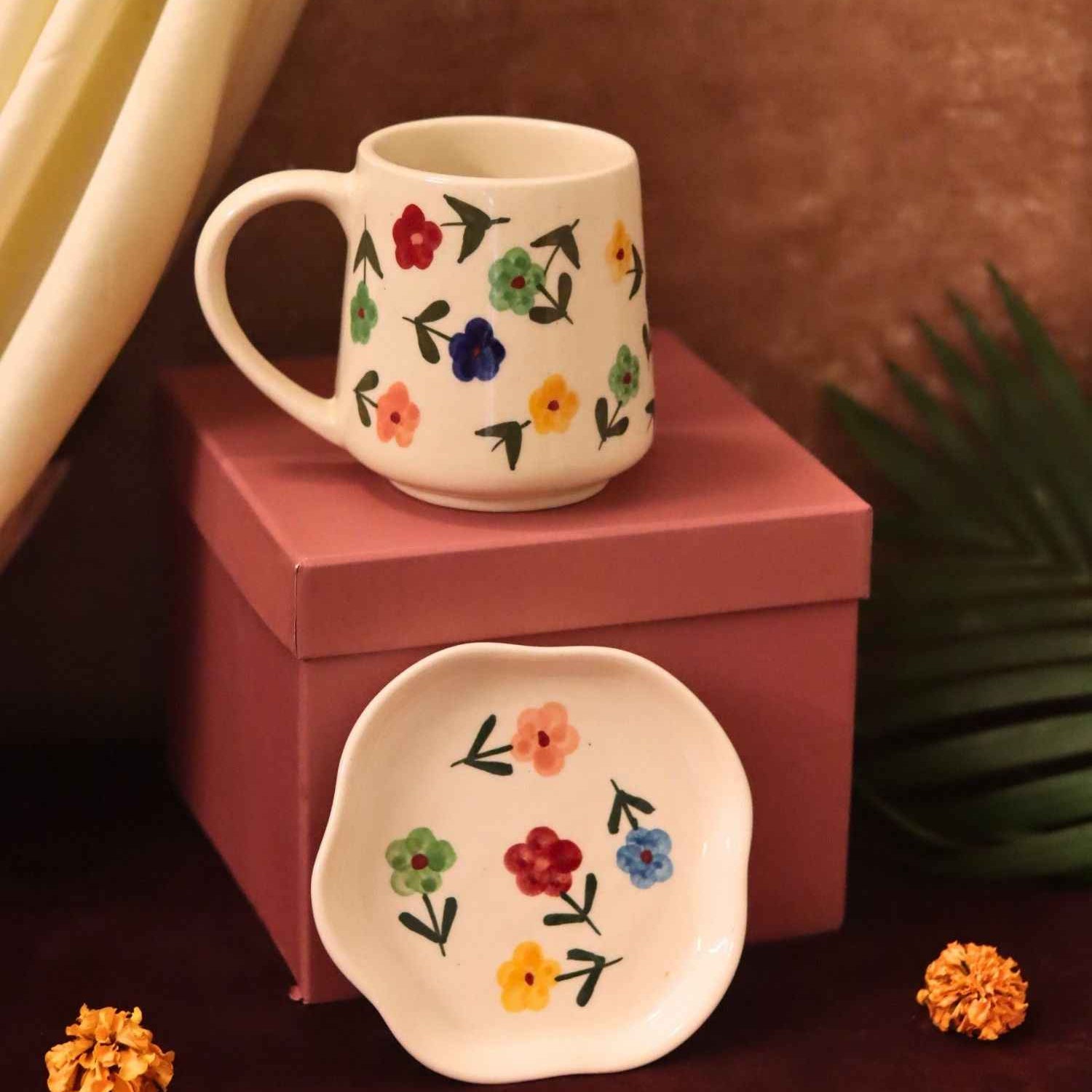 Floral Blossom Mug & Handmade Dessert Plate in a Gift Box