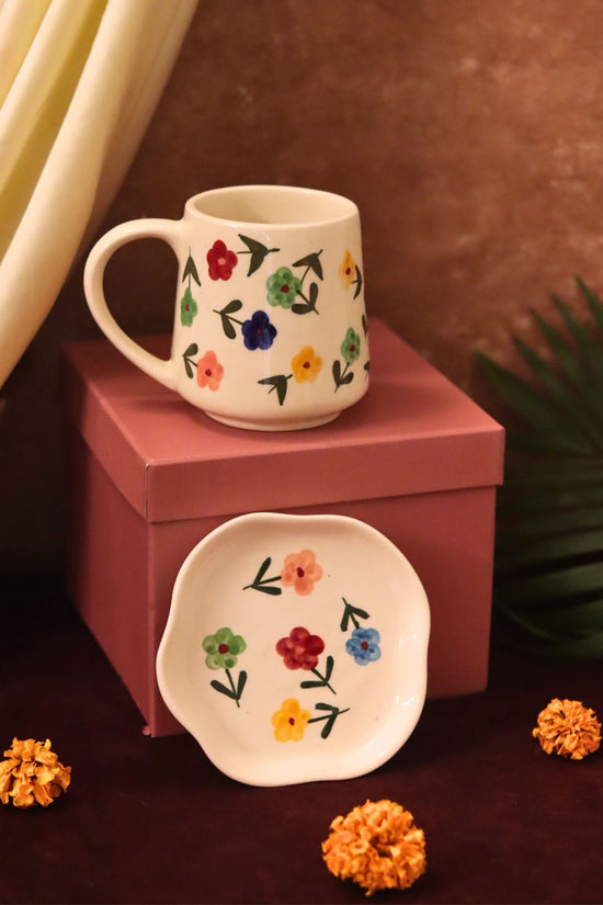 handmade Floral Blossom Mug & Handmade Dessert Plate in a Gift Box