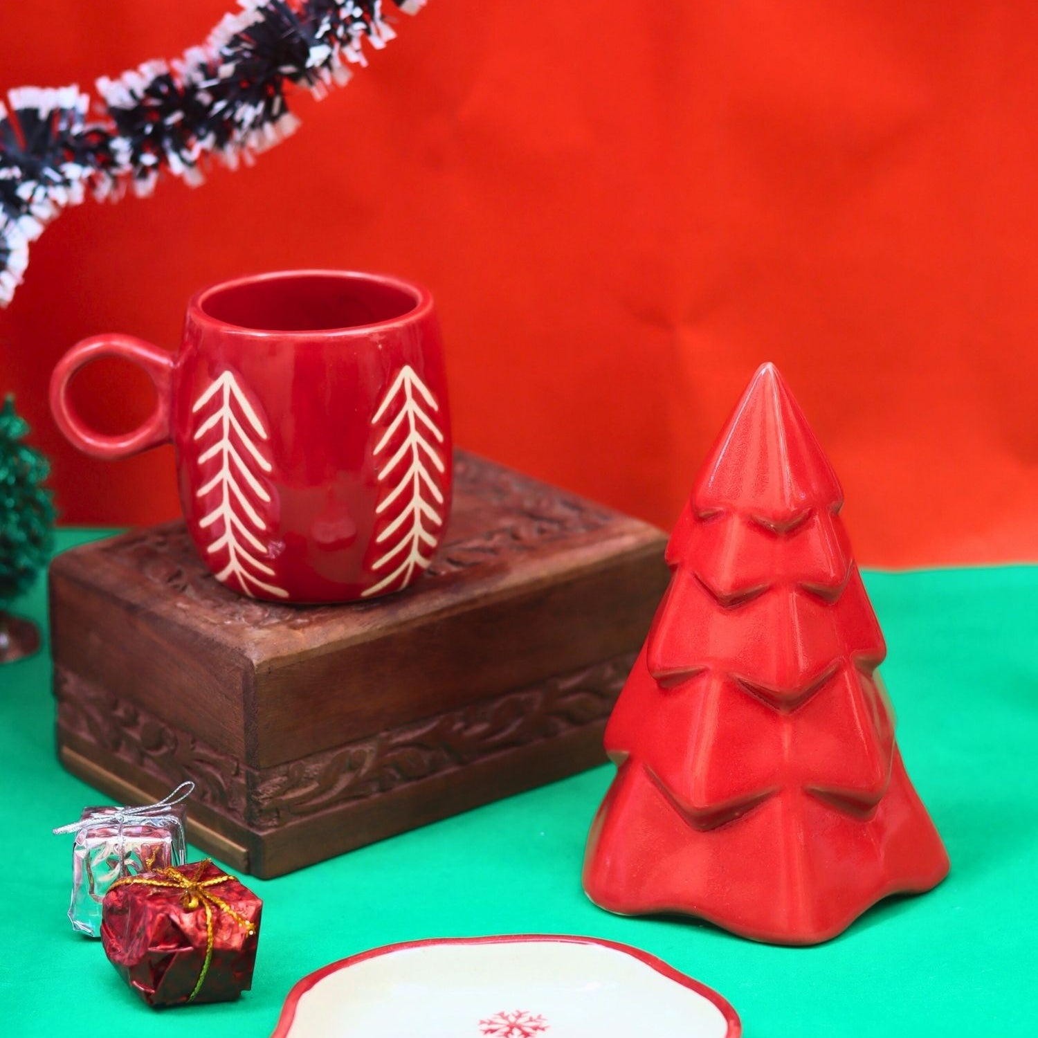 Set of 3 - Red Jolly treats combo made by ceramic