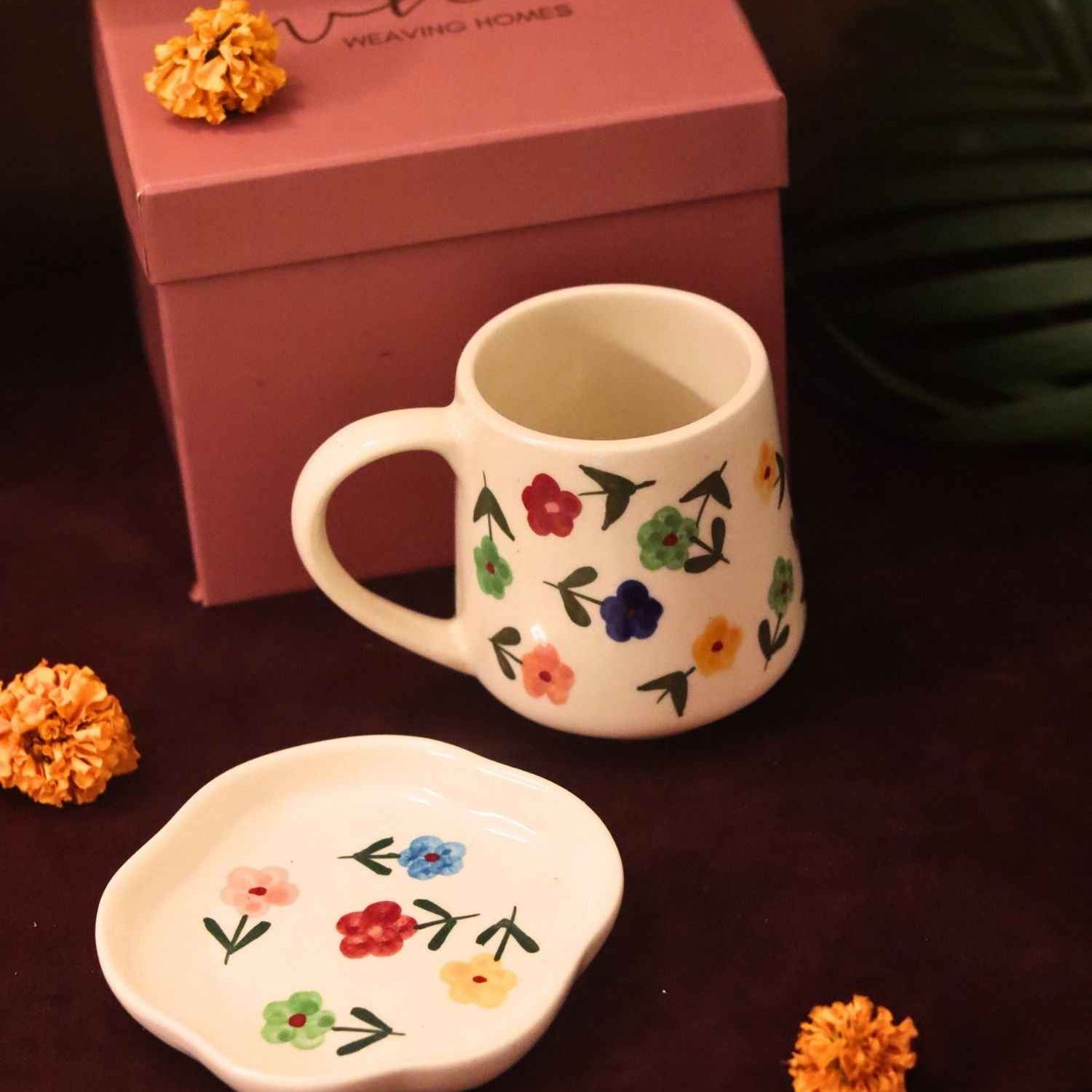 Floral Blossom Mug & Handmade Dessert Plate in a Gift Box