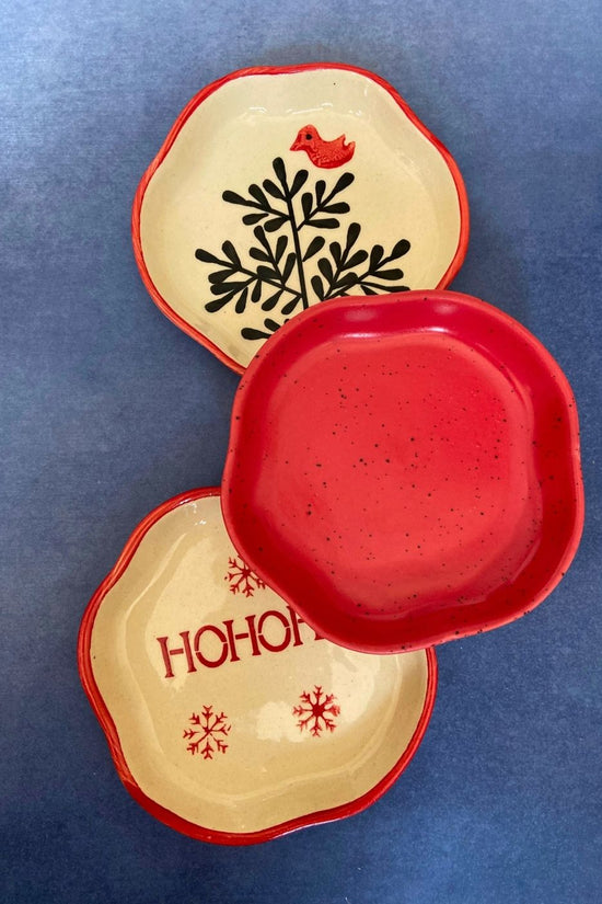 set of three dessert plates handmade in india 