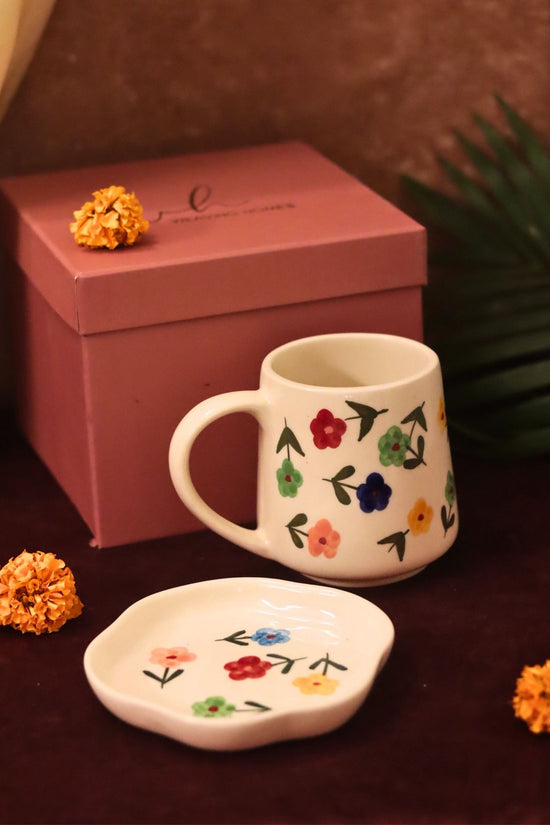 Floral Blossom Mug & Handmade Dessert Plate in a Gift Box with premium quality material