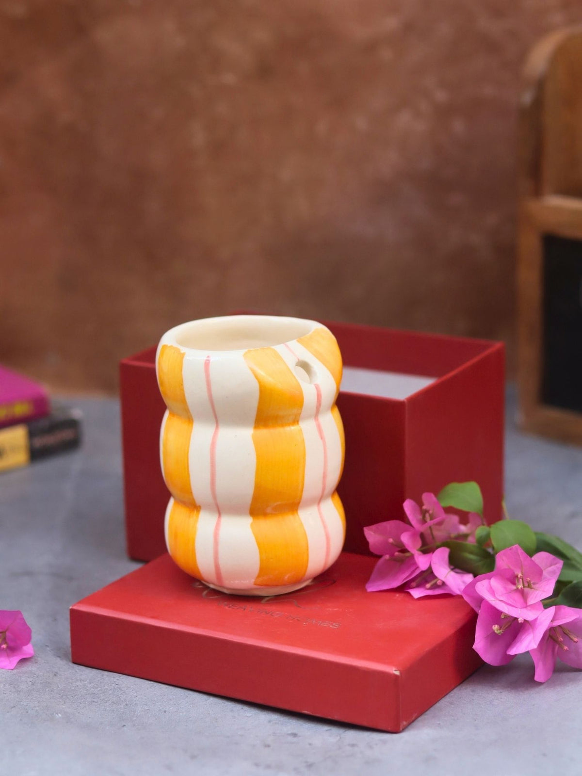 Yellow Striped Sipper in a Gift Box Handmade in india
