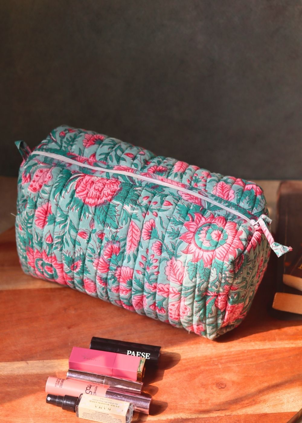 Handmade floral mist toiletry bag