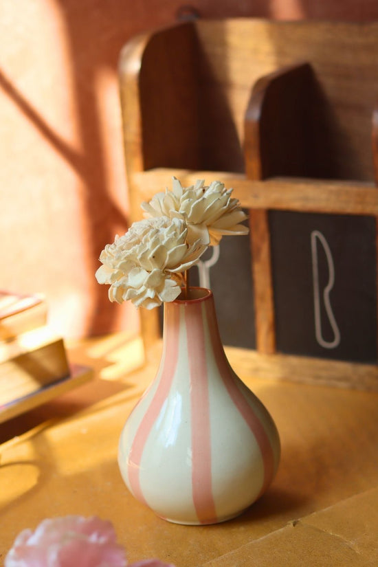 handmade Striped Vase - Pink