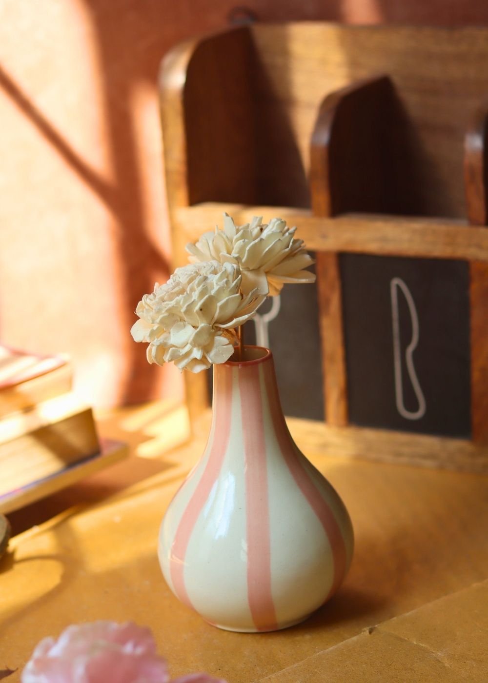 handmade Striped Vase - Pink