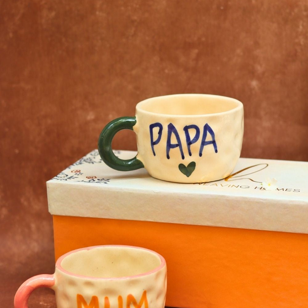 handmade MUM & PAPA Mug in a Gift Box