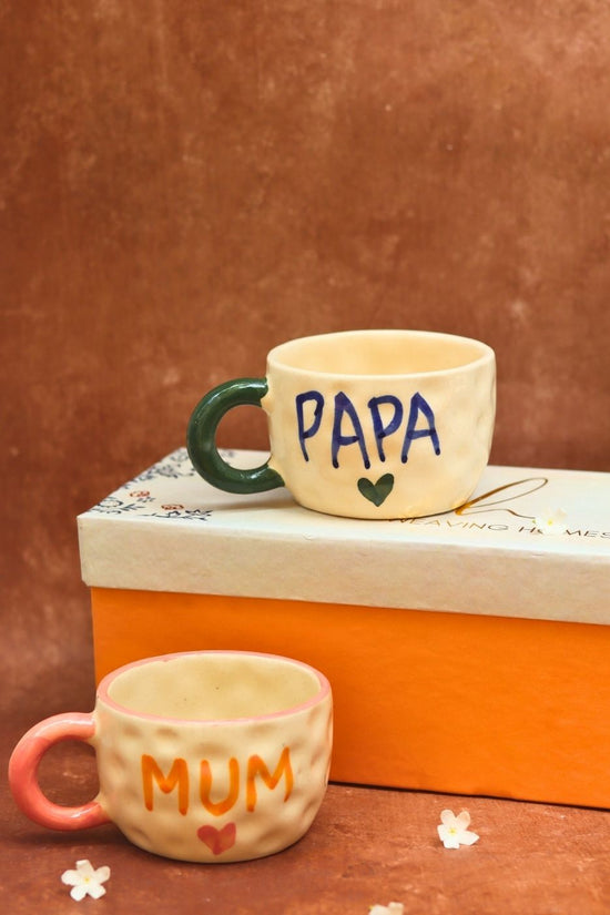 handmade MUM & PAPA Mug in a Gift Box