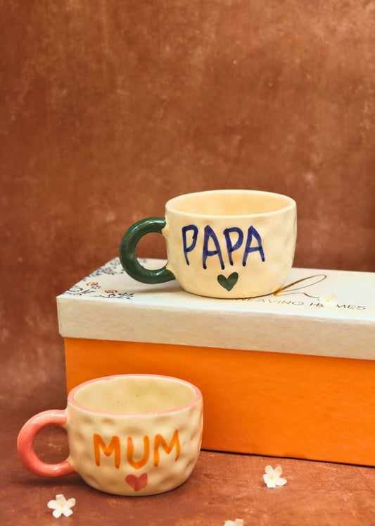 handmade MUM & PAPA Mug in a Gift Box