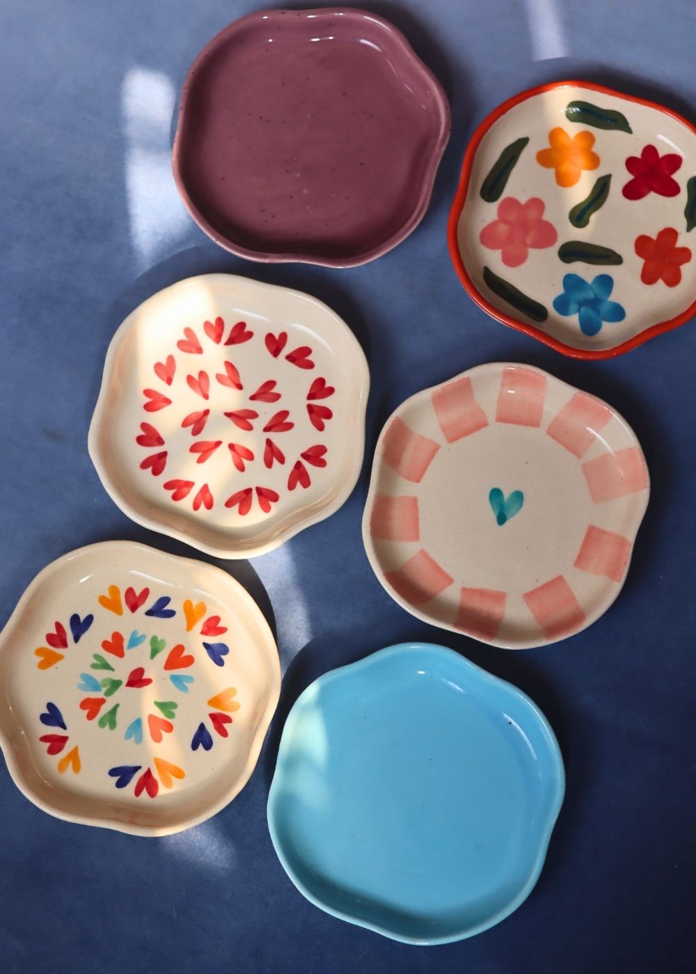 Set of 6 Heart & Neutral Dessert Plate (for the price of 5) made by ceramic