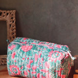 floral mist toiletry bag handmade in india 