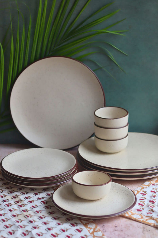 Set of 12 - Ivory Bliss Dinner set handmade in india