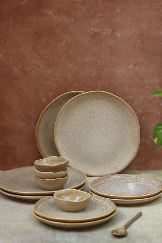 Handmade Set of 12 -  Beige Artisanal Dinner Set