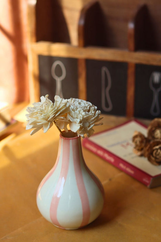 Striped Vase - Pink handmade in India