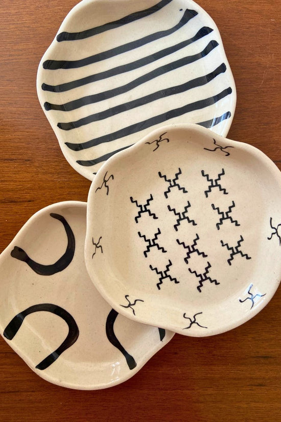 set of three dessert plates handmade in india 
