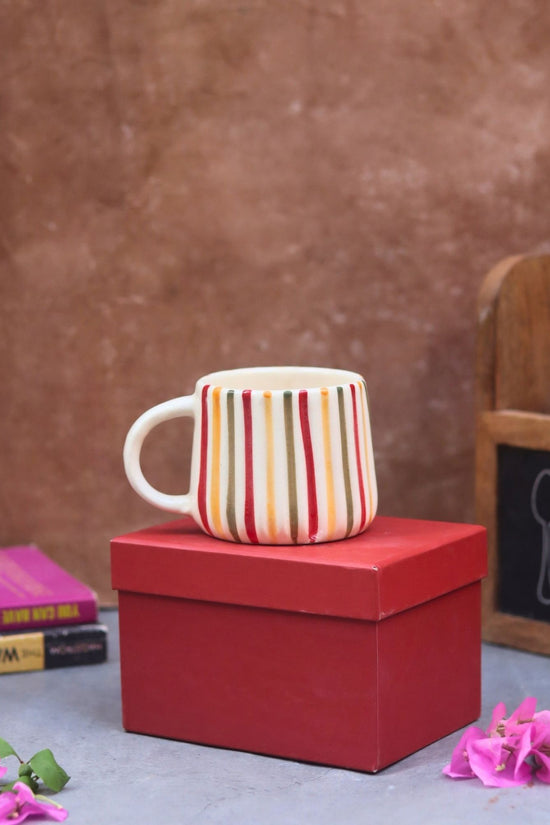 Handmade Rainbow Striped Mug in a Gift Box