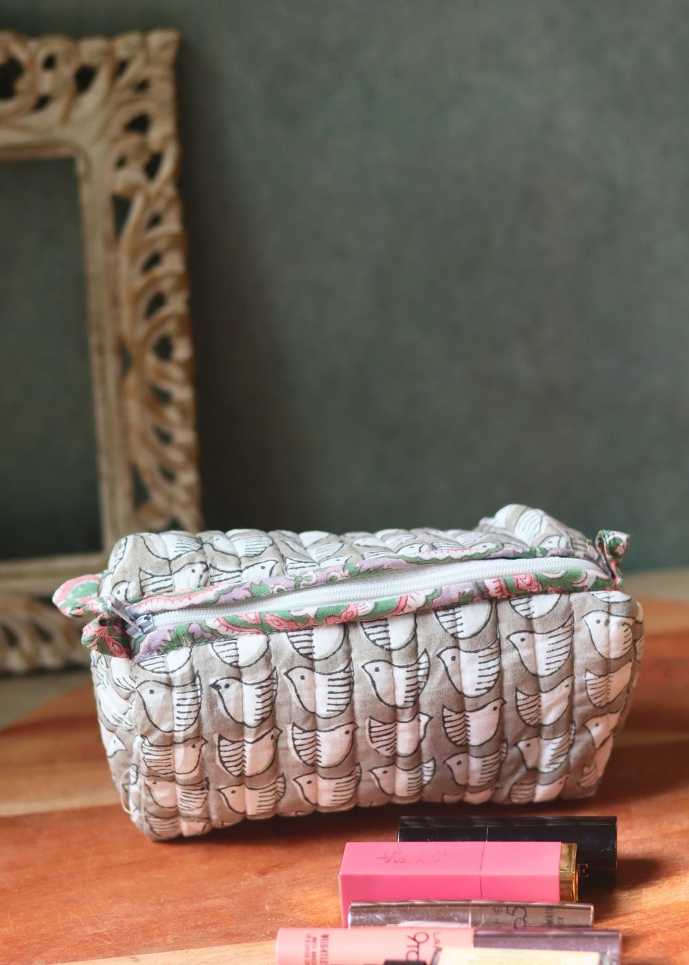 little birdie toiletry bag handmade in india 