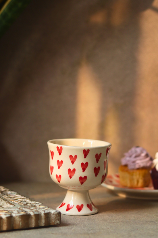 ice cream goblet with little red heart design