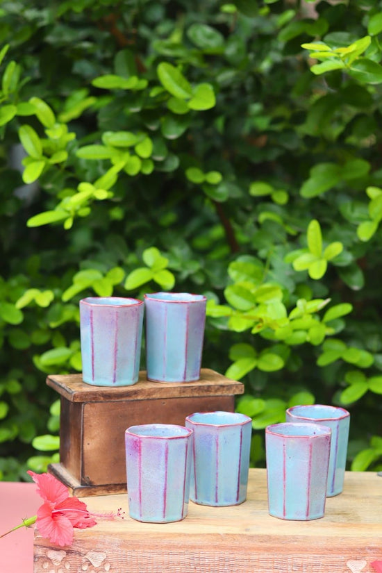 Set of 6 - Blue Chai Kulhad with premium quality material