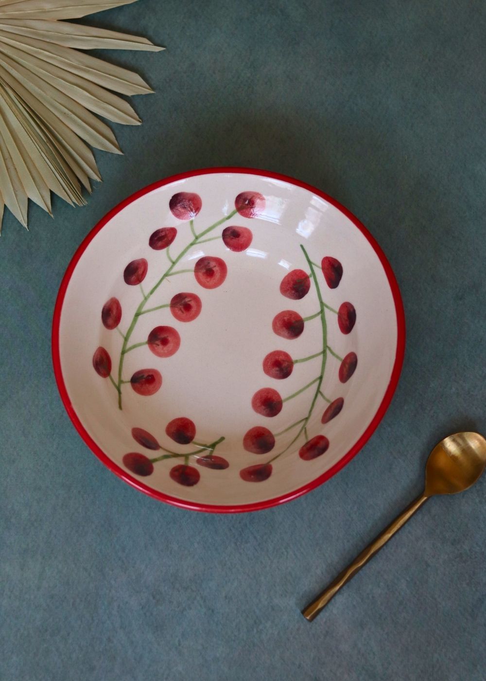 cherry tomato pasta  plate handmade in india