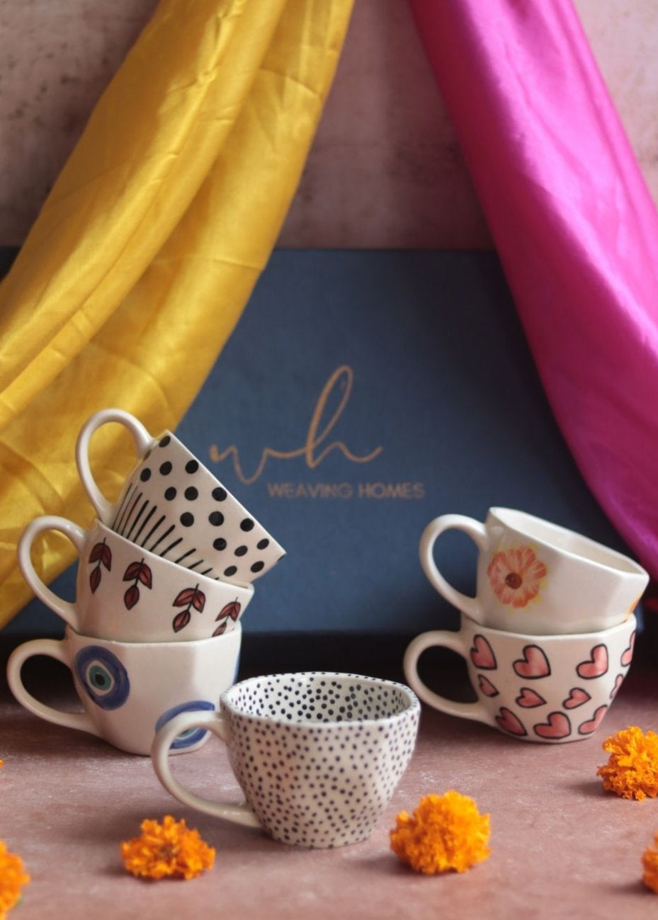 Handmade Set of 6 Sip & Savour Mugs (for the price of 5) Diwali Gift Box