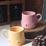 Set of 2 - Yellow & Pink Lily Mug made by ceramic