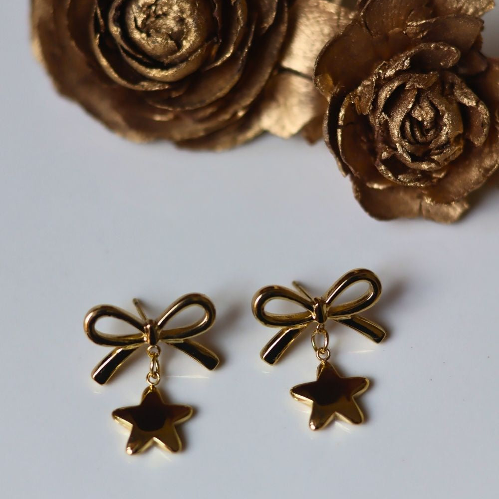 Anti tarnish Starry Bow Earrings