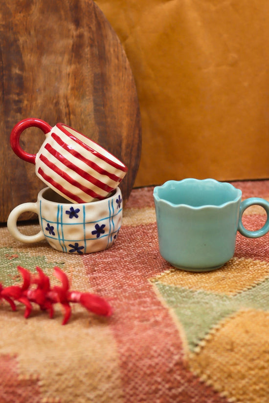 Set of 3 - Double Delight Mugs combo handmade in India