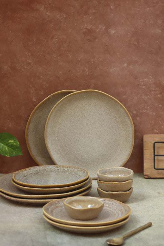 Set of 12 -  Beige Artisanal Dinner Set with premium quality material