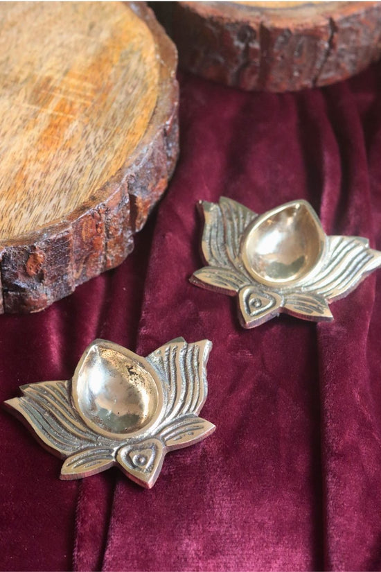 Brass Lotus Diya made by brass