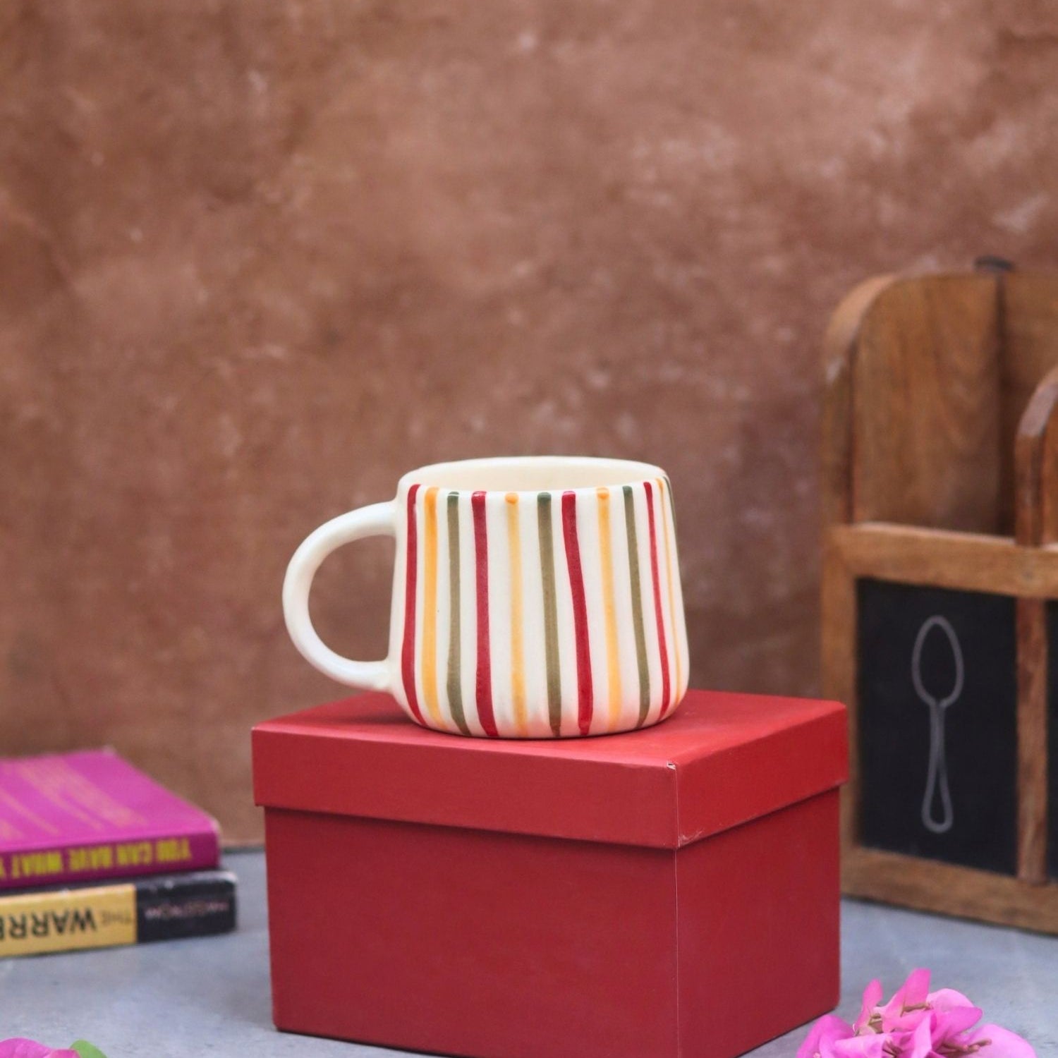 Rainbow Striped Mug in a Gift Box made by ceramic