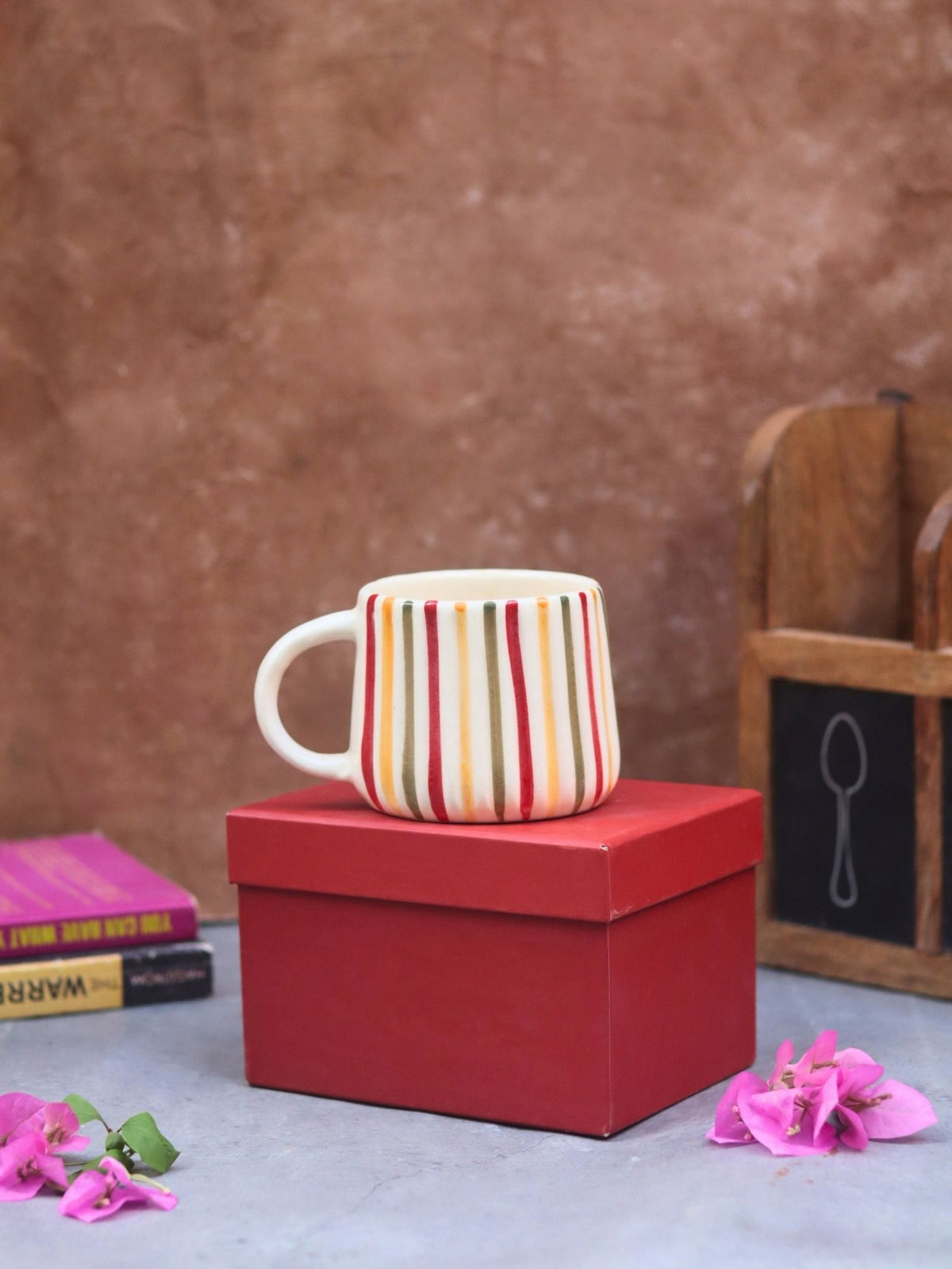 Rainbow Striped Mug in a Gift Box made by ceramic