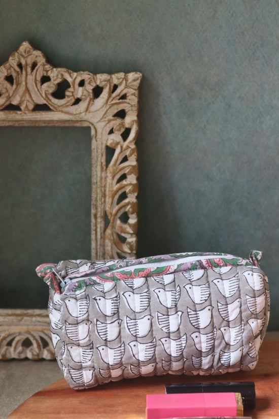 little birdie toiletry bag made by cotton
