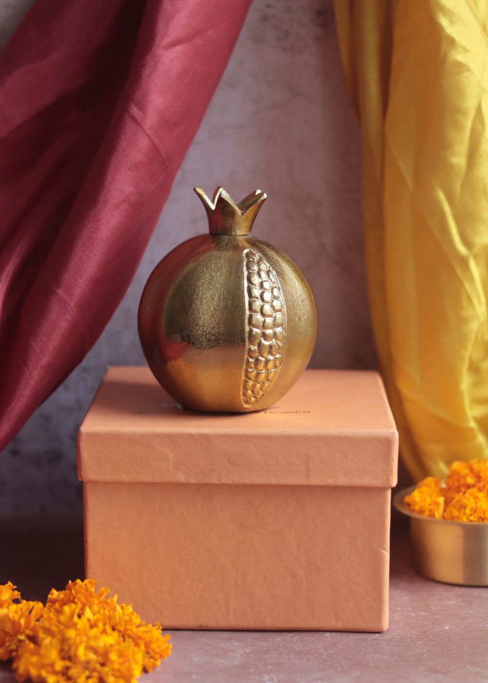 Gold Pomegranate Diwali Gift Box handmade in india