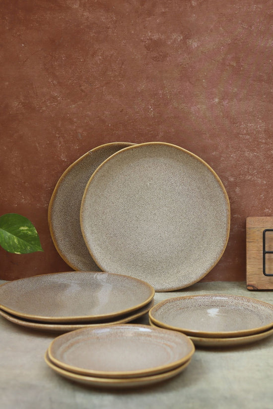 handmade Set of 8 -  Beige Artisanal Dinner Set