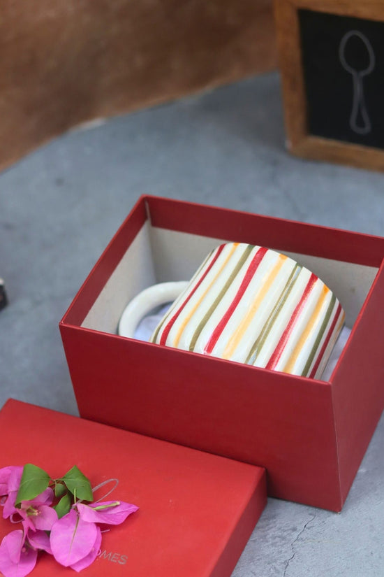 Rainbow Striped Mug in a Gift Box handmade in India