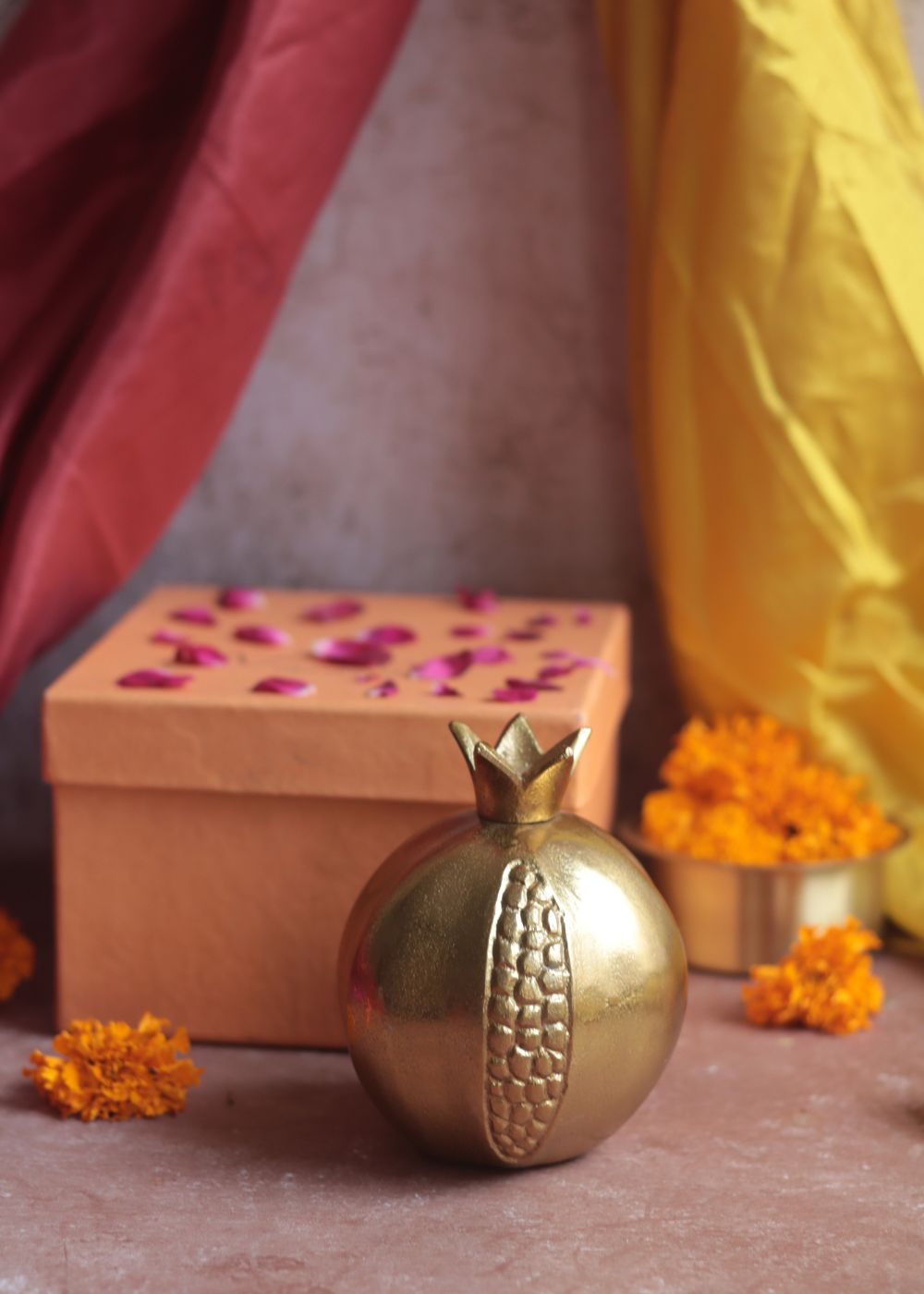 Gold Pomegranate Diwali Gift Box premium quality material